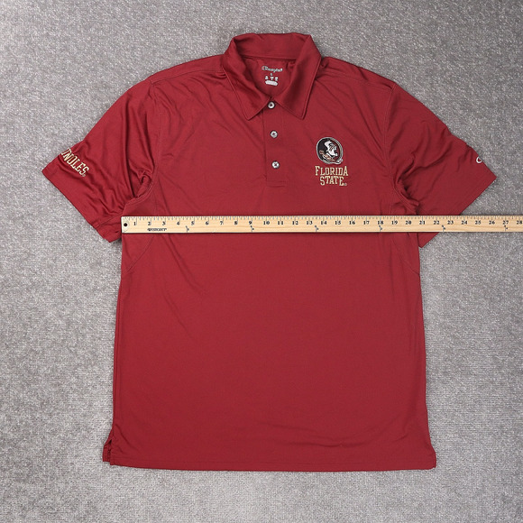 Champion Florida State Seminoles Athletic Large Red Short Sleeve Polo Shirt - Picture 4 of 9